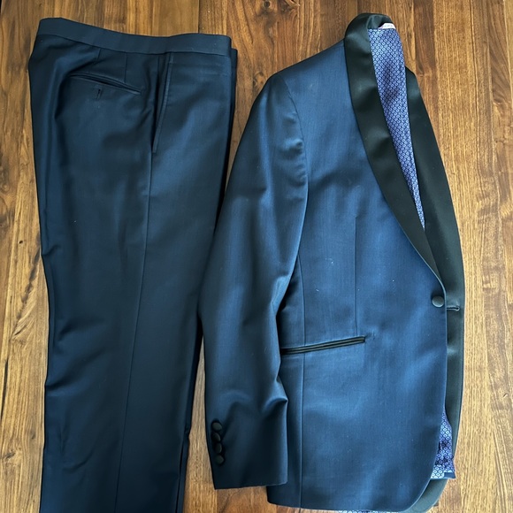 Midnight Blue Ted Baker Shawl Lapel Tuxedo - Picture 4 of 7
